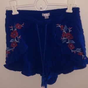 Blue Floral Flowy Shorts Size M